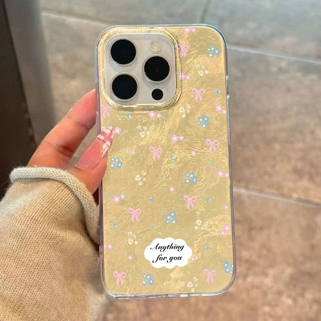 Stock English Small Bowknot Flower Printing Glacier Pattern IMD Mobile Phone Cover Case for Iphone 11 12 13 14 15 16 17 Pro Max