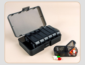 热大容量黑色饮用水7天14格网格药丸收纳盒<span class=keywords><strong>2</strong></span>次每周药丸收纳盒带外壳 - Product Image 2