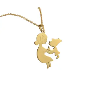 Moda Día DE LA MADRE joyería collar PVD 18K chapado en oro de acero inoxidable papá <span class=keywords><strong>MaMa</strong></span> bebé colgante collar joyería fina - Product Image 1