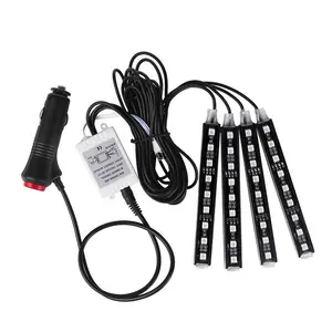 Bande lumineuse à LED 48LEDS Télécommande comprenant un chargeur de cigarette RGB Music Car Light