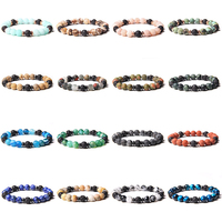 Bracelet en pierre de lave noire de haute qualité Bestone, pierre précieuse naturelle pour hommes et femmes, diffuseur d'huiles essentielles, best-seller