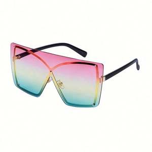 Gafas de Sol de Lujo Nuevas 2021 con Montura Sin Aro en Degradado Azul y Amarillo para Mujer, Gafas de Sol de Gran Tamaño con Protección UV400 para Mujer - Product Image 1