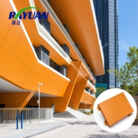 Panneau de bardage en aluminium fluorocarboné moderne sur mesure, résistant aux intempéries, couleur orange, pour école, villa, cuisine, forme irrégulière