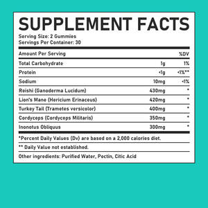 Produit Tendance : Gummies Complexe de Champignons avec Inonotus Obliquus et Cordyceps, favorisant la fonction cognitive, Complément de Queue de dinde - Product Image 2