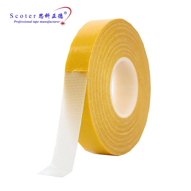 Aangepaste Grootte Huishoudelijke Lijmen Fiber Tape Sided Fiber Mesh Tape Dubbelzijdig Mesh Tape