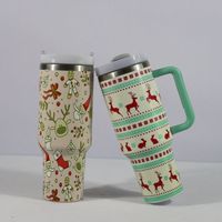 Bouteille Thermos 40oz Gobelet Avec Poignée Avec Couvercles De Paille Tasse Thermique En Acier Inoxydable Café Thermos Tasse À Vide Cadeau De Noël