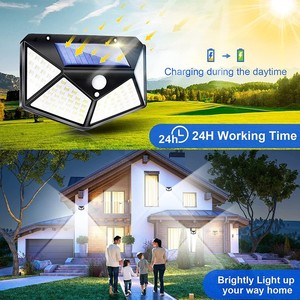 Lampe solaire murale à 100 LED, étanche, avec détecteur de mouvement, pour jardin et terrasse - Product Image 4