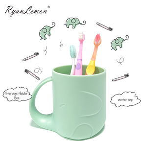Bathroom Cute Elephant Durable BPA Free Plastic Toothbrush Cup with <b>Toothpaste</b> Gargle <b>Holder</b> for Children & Adults - Product Image 1