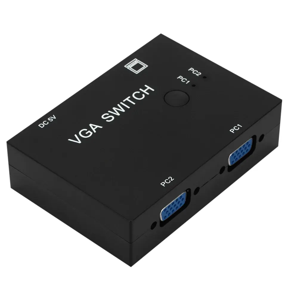 2 en 1 salida VGA Switcher 2 puertos VGA Switch Box VGA para consolas Set-top Boxes 2 hosts Share 1 Display Notebook Projector