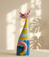Figurines de chats rayés colorés, décorations pour la maison, artisanat de table, objets décoratifs mignons en forme d'animaux