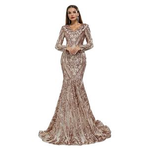 Женское вечернее платье с длинным рукавом и V-образным вырезом - Product Image 6