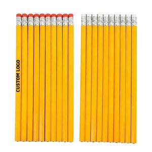Crayon en bois naturel non toxique jaune avec logo d'entreprise Ys864 imprimé, idéal pour les cadeaux d'entreprise, prix de gros, adapté au bureau - Product Image 1