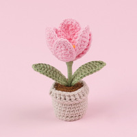 Fleurs de tulipes en crochet faites à la main, plantes artificielles miniatures tricotées, décoration de bureau, cadeaux pour l'anniversaire des enseignants, la fête des mères 2026