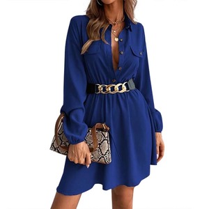 Nouvelle robe d'automne <span class=keywords><strong>2022</strong></span> décontractée, polyvalente, sexy, style banlieue, taille fermée, couleur unie, douce - Product Image 2