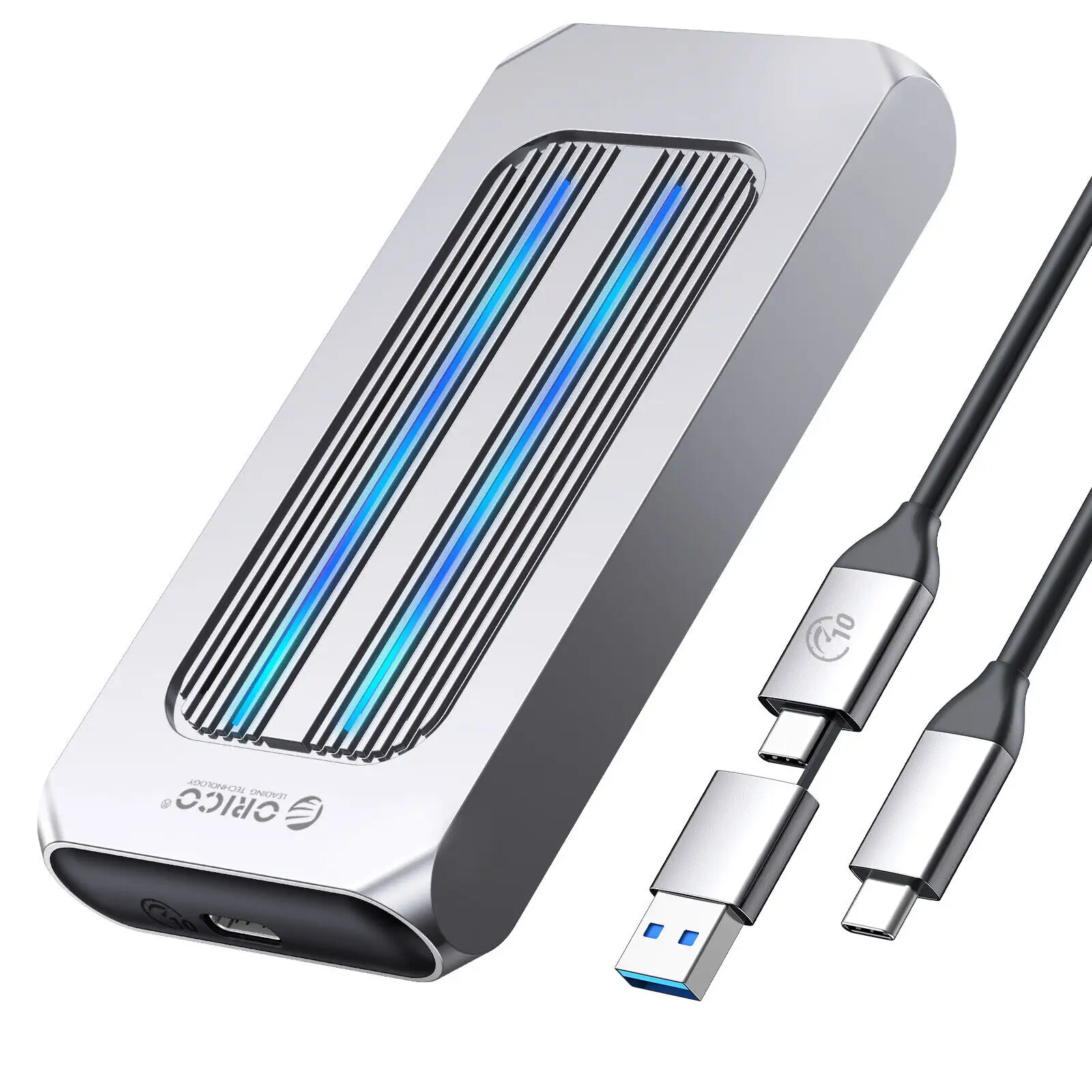 ORICO Carcasa NVMe 10Gbps M.2 SSD Adaptador RGB USB C 3,2 Gen 2 Carcasa SSD de aluminio