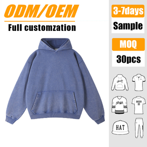 เสื้อฮู้ดดี้ย้อนยุคทรงโอเวอร์ไซส์แบบยูนิเซ็กซ์ ผ้าฝ้ายฟลีซเนื้อหนา 350GSM ซักกรด คุณภาพสูง สำหรับฤดูใบไม้ร่วง - Product Image 1