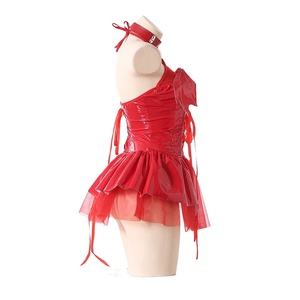 Disfraz de Bruja Sexy de Cuero Sintético Negro y Rojo para Halloween, Uniforme de Demonio, Conjunto de Cosplay - Product Image 5