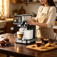 Anbolife - Cafetera Espresso Eléctrica Semiautomática de 20 Bares, Acero Inoxidable, con Molinillo Incorporado, Programable Táctil, en Español