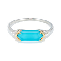 Bague double couche en pierre naturelle, cristal blanc, turquoise bleue, bague géométrique bicolore pour femme, bijoux en argent S925 plaqué or