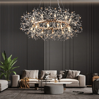Lustre en cristal nordique, lumière de villa en forme de pissenlit, luxe, chambre à coucher, salle à manger, salon, hôtel, appartement, éclairage d'escalier
