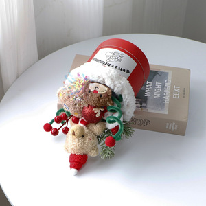 Creative Gifts Little <b>Bear</b> Plush Christmas Featuring Bouquets Finished Ornaments for Friends Wife Plush Doll and <b>Flower</b> Bouquet - Product Image 5