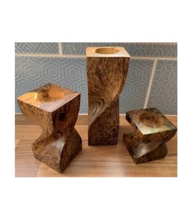 Elegante juego de 3 soportes de madera para incienso con recogedor de cenizas para decoración de la sala de estar - Product Image 4