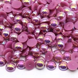Wholesale High Quality 10mm AB Colors Flat Back Half Pearls <strong>Beads</strong> for Clothing Decoration - Product Image 2
