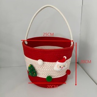 Panier en corde de coton tressé MSH avec décorations de Père Noël rouges, idéal pour emballer des cadeaux de Noël, des bonbons et comme organisateur de rangement.