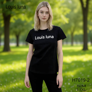 T-shirt estiva da donna HDJ girocollo a maniche corte in cotone casual traspirante taglie forti H7020-1 L/XL - Product Image 2