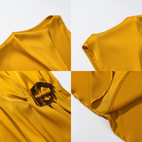 Robe décontractée élégante asymétrique en satin à col rond et boutons pour femme J8 Boutique – Vêtements féminins Vestidos Mujer