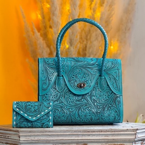 กระเป๋าโท้ทหนังแท้พรีเมี่ยมสำหรับผู้หญิง, กระเป๋าโท้ทหนังแท้100% ลายดอกไม้ - Product Image 2