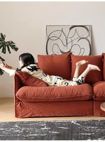 Sofá Modular Moderno Estilo Japonés para Sala de Estar, Extensible, de Tela de Lino, con Mechones, Rectangular, de Tres Plazas, Esquinero, Ajustable