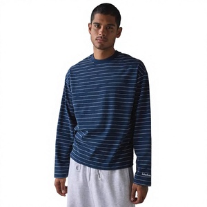 Men's Grey <b>Long</b> <b>Sleeve</b> <b>T</b>-<b>Shirt</b> Casual Regular Fit Crew Neck Top With Yellow <b>Navy</b> Crew Letter Print - Product Image 2