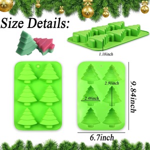 Molde de Silicona <span class=keywords><strong>para</strong></span> Árbol de Navidad de 6 Cavidades, Molde <span class=keywords><strong>para</strong></span> Pastelitos, Chocolates y Dulces <span class=keywords><strong>para</strong></span> Hornear en Navidad, Libre de BPA, Fácil de Desmoldar - Product Image 2