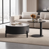 Table basse en dalle de roche italienne pour salon, style moderne et minimaliste, sensation premium, très tendance, table à thé ronde combinée