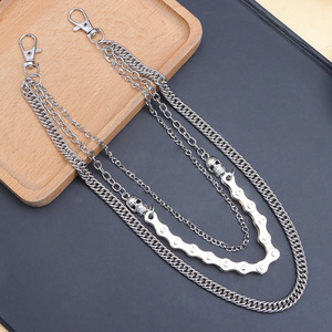Chaîne de pantalon en métal multi-couches avec pendentif tête de mort en acier inoxydable, style punk, accessoire streetwear hip-hop pour hommes et femmes - Product Image 6