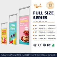 Écran publicitaire double face suspendu pour vitrine de magasin de vêtements, idéal pour les promotions et le merchandising visuel