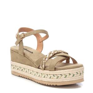 Sandali con zeppa rialzata da donna Refresh, beige in camoscio, con plateau e cinturino intrecciato, scarpe estive - Product Image 2