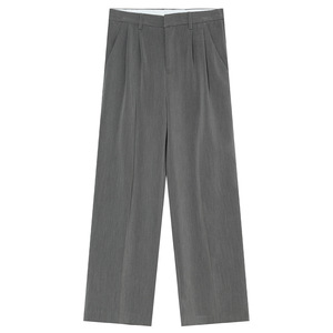 Produttore personalizzato uomo grigio larghi larghi <span class=keywords><strong>pantaloni</strong></span> larghi in lana poliestere dritto a gamba larga da uomo vestono <span class=keywords><strong>pantaloni</strong></span> <span class=keywords><strong>con</strong></span> <span class=keywords><strong>tasche</strong></span> <span class=keywords><strong>laterali</strong></span> - Product Image 2