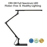 LED-Schreibtischlampe mit Touch-Steuerung, Dual-Licht, Einstellbare Farbtemperatur, Dimmbare Lese-, Studier-, Zeichen- und Arbeits-Tischleuchte