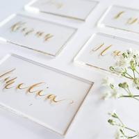 Cartes de place de sièges de mariage de marques acryliques vierges pour nom et numéros de table personnalisés