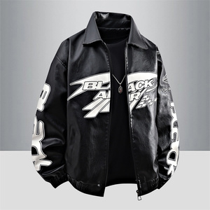 Custom <strong>Men's</strong> Vintage PU <strong>Leather</strong> <strong>Jacket</strong> Classic Zipper Biker <strong>Jacket</strong> Street Style <strong>Leather</strong> <strong>Jacket</strong> With Pockets - Product Image 2