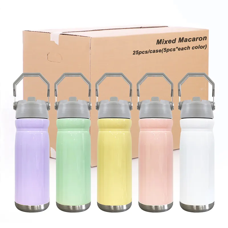 Wholesale 22o zblank sublimation vacuum insulated stainless steel sublimation flip straw water bottle for kids
