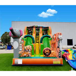 Castillo Inflable de PVC Grande y Resistente con <span class=keywords><strong>Tobogán</strong></span> de Animales del Zoológico para Uso Comercial y de Alquiler en Fiestas Infantiles en Interiores/Exteriores - Product Image 2