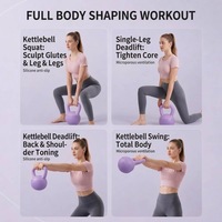 Kettlebell d'entraînement à domicile 6 kg en fer recouvert de vinyle antidérapant pour femmes débutantes, entraînement de force, kettlebells pour tout le corps
