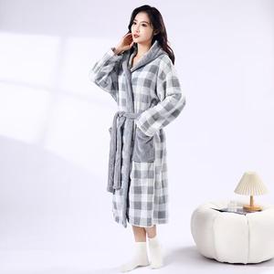 Peignoir à capuche en microfibre tissée à carreaux, longueur genou, doux et lisse, avec cordon de serrage, séchage rapide, mignon, luxueux, élégant, tendance, <span class=keywords><strong>devant</strong></span> élégant - Product Image 6