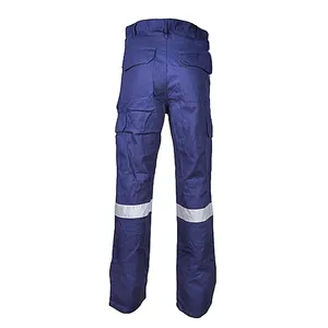 Industrial Hi Vis Fr Cargo Electrician Navy Work Pants For Coal Mine With Knee Pad Reflective Tape