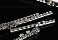 Nickel-Plated 16-Hole C Tuned Flute Western Woodwind Instrument Suitable for Beginners General and Professional Players