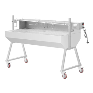 Barbecue à charbon <span class=keywords><strong>de</strong></span> bois en acier inoxydable avec couvercle, rôtissoire à agneau et <span class=keywords><strong>cochon</strong></span> entiers, chariot à roulettes - Product Image 2