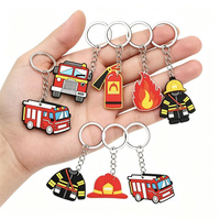 Porte-clés et pendentifs camion de pompiers à motif dessin animé Party Dots, jouets pour enfants, idéaux pour les cadeaux de fête d'anniversaire, les remplissages de piñata et les sacs cadeaux
